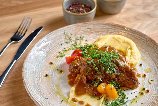 Sautéed Beef with Creamy Polenta