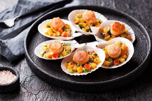 Seared Scallops With Tomato Mango Salsa