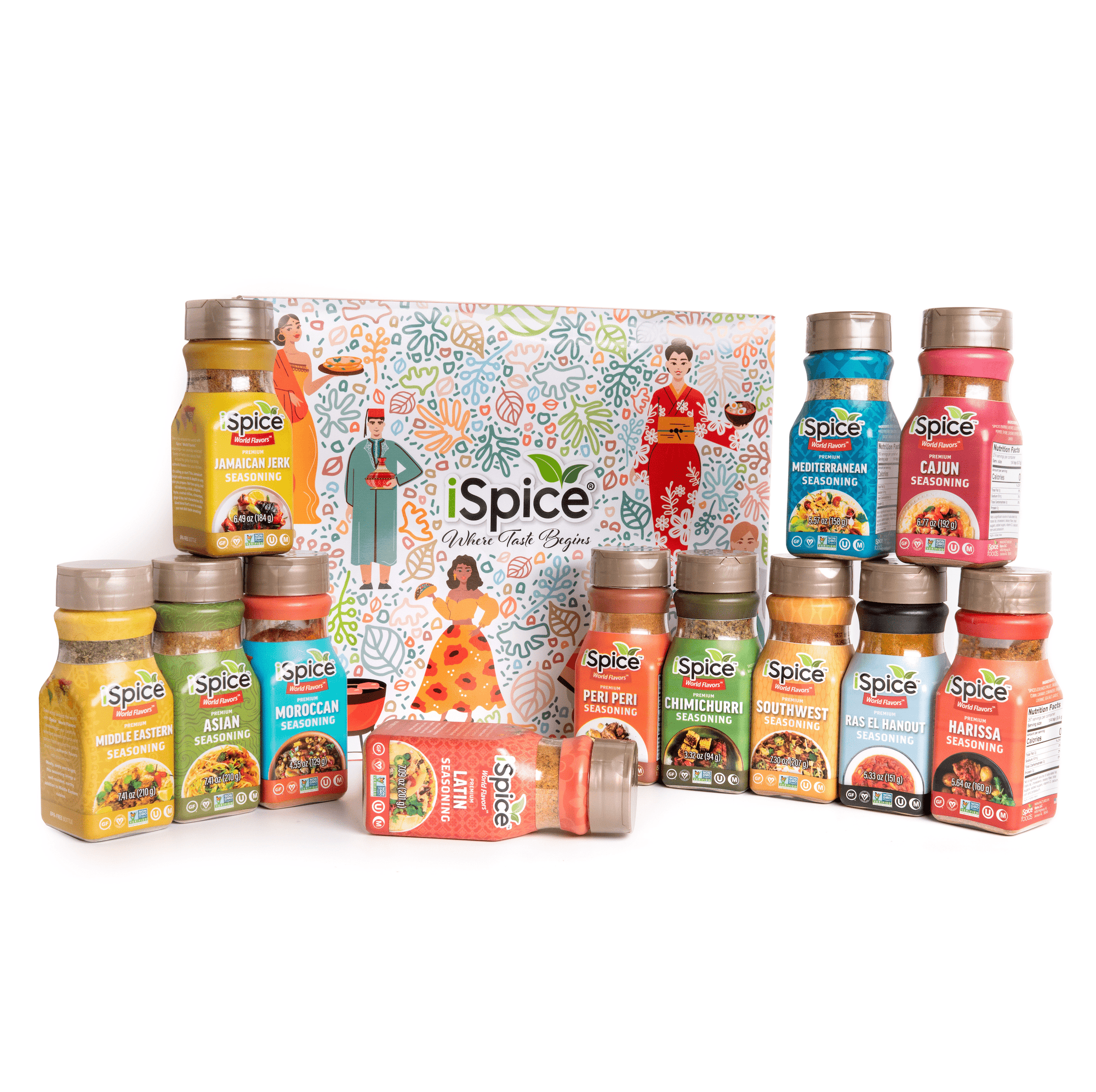 iSpice | 12 Pack of Ethnic Seasoning | Global Relations | Mixed Spice & Seasoning Gift Set | Halal | Kosher - iSpice You