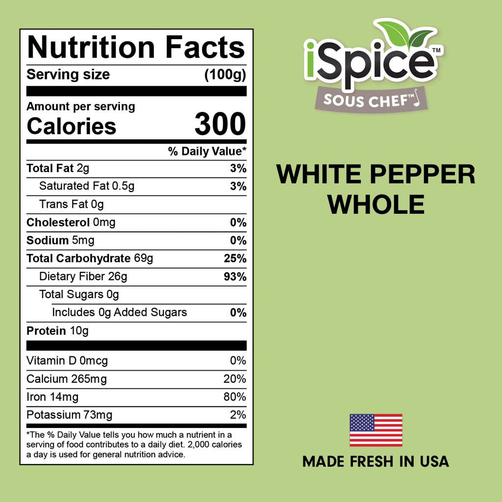 iSpice | White Pepper Whole | 7.3 oz | Gourmet Spice | Kosher | Delicate pungency - iSpice You