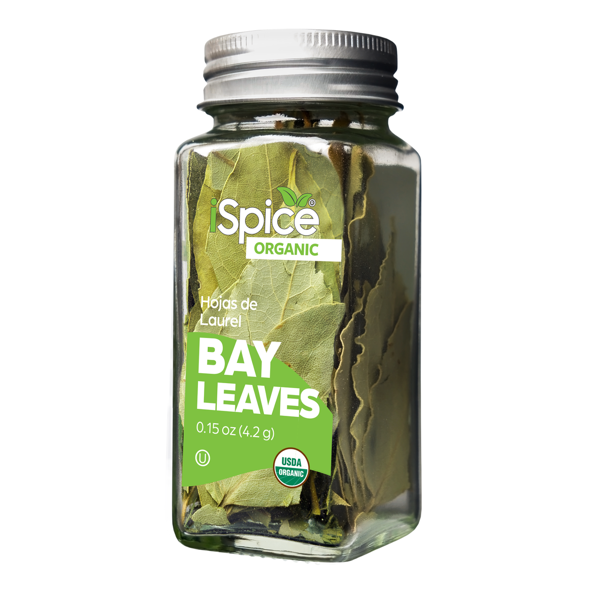 organic bay leaves in a clear jar perfect for seasoning soups and stews