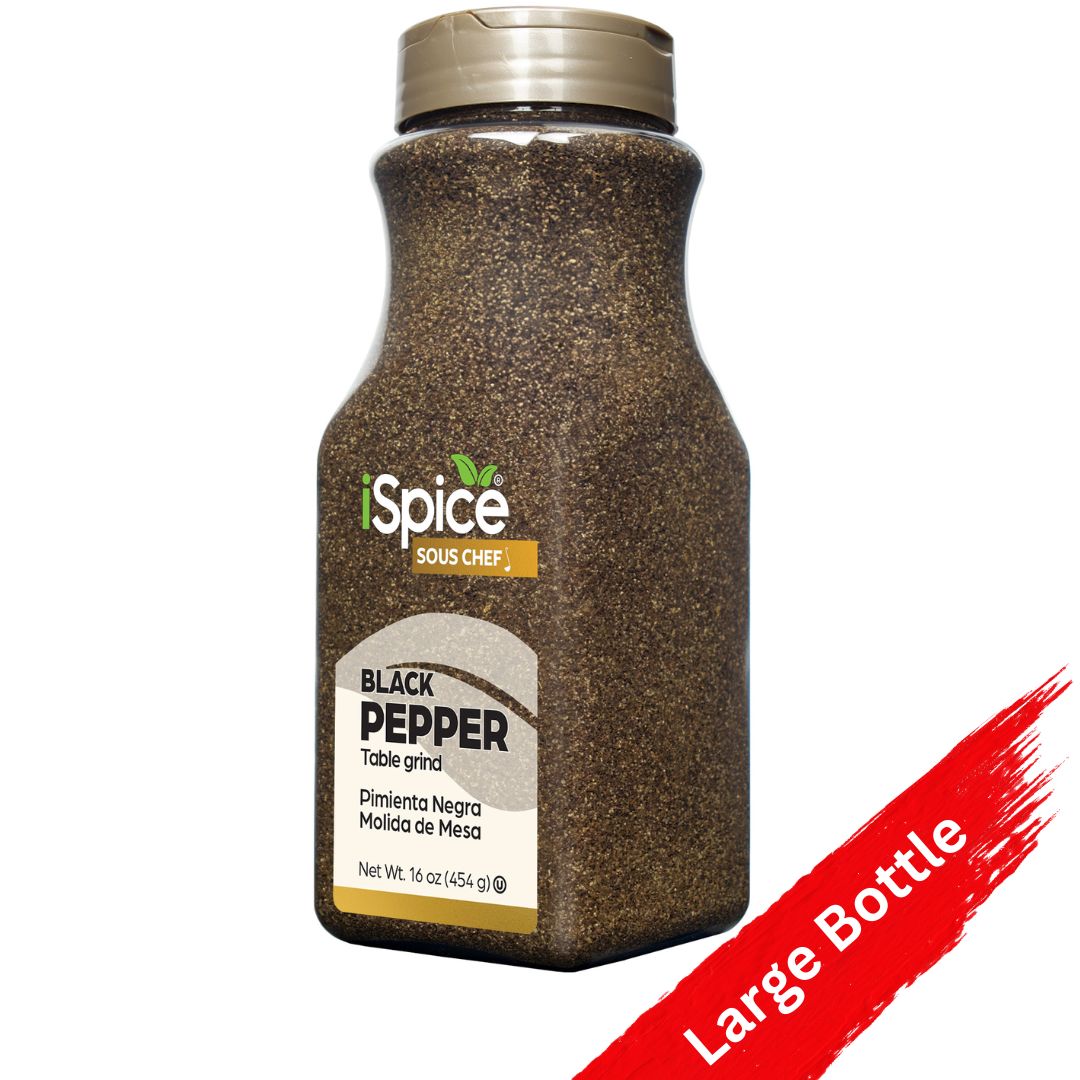 iSpice Black Pepper Ground 16 oz - Kosher Food Service Size with Rich Aroma