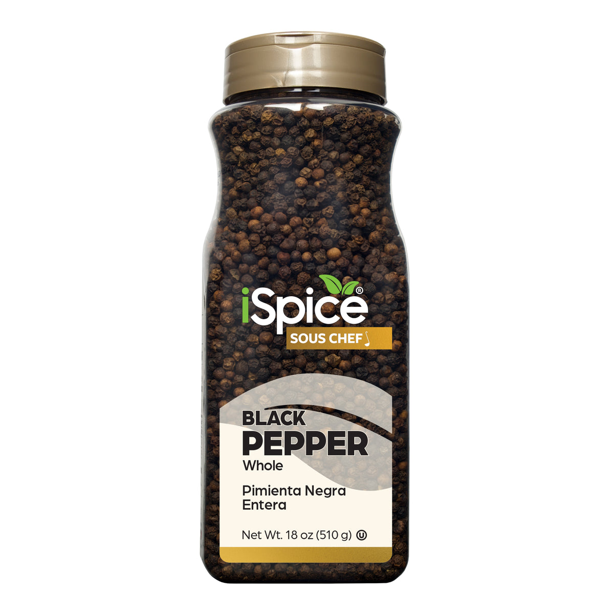 Bulk Black Pepper Whole 18 oz by iSpice - Kosher Certified for Food Service