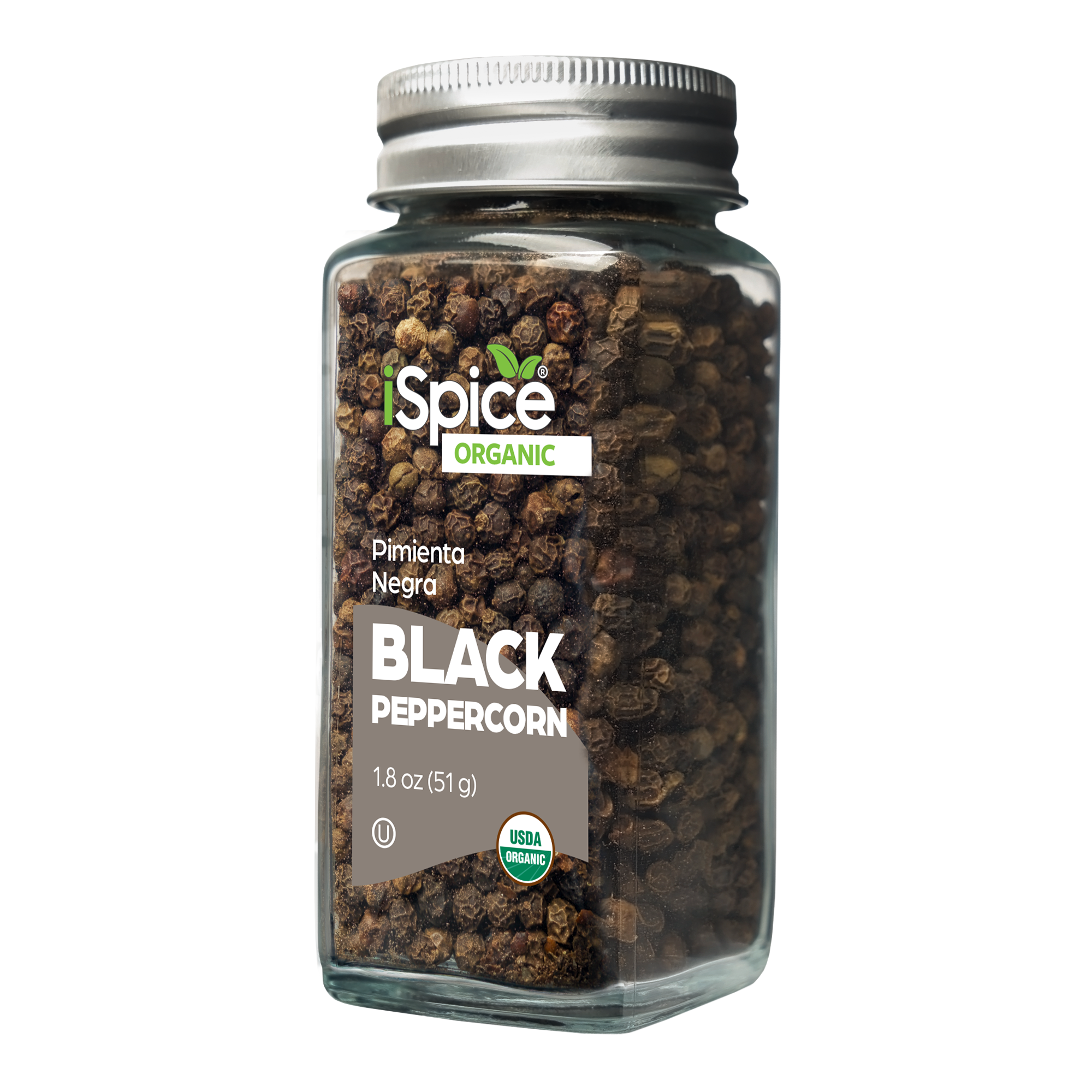 iSpice | Organic Black Peppercorn | 1.8 oz | Premium Spices | Kosher | USDA Organic Certified - iSpice You