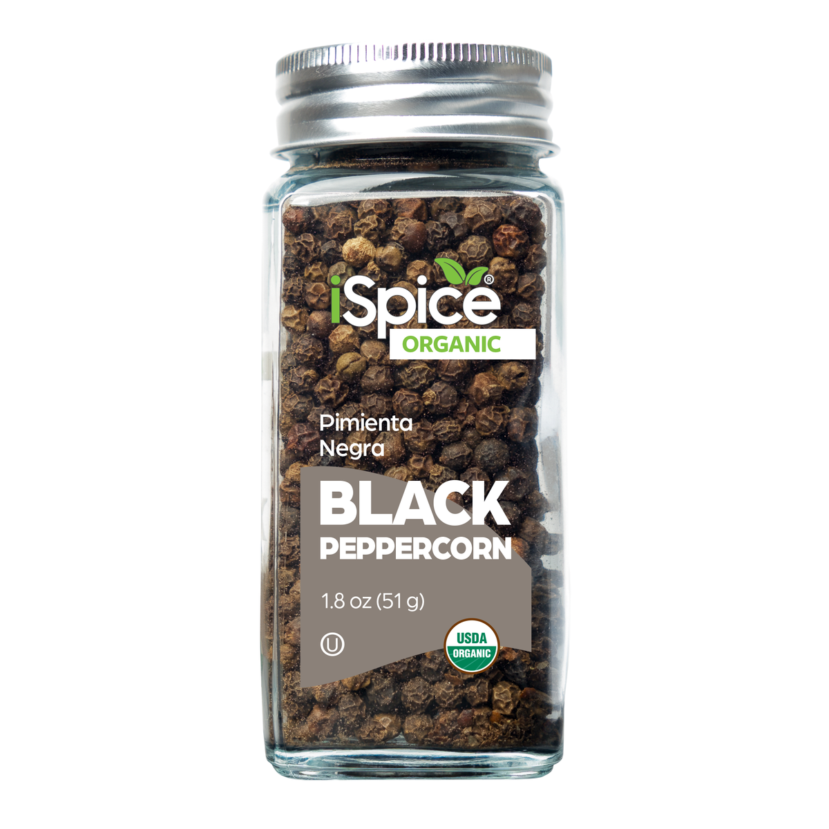 iSpice | Organic Black Peppercorn | 1.8 oz | Premium Spices | Kosher | USDA Organic Certified - iSpice You