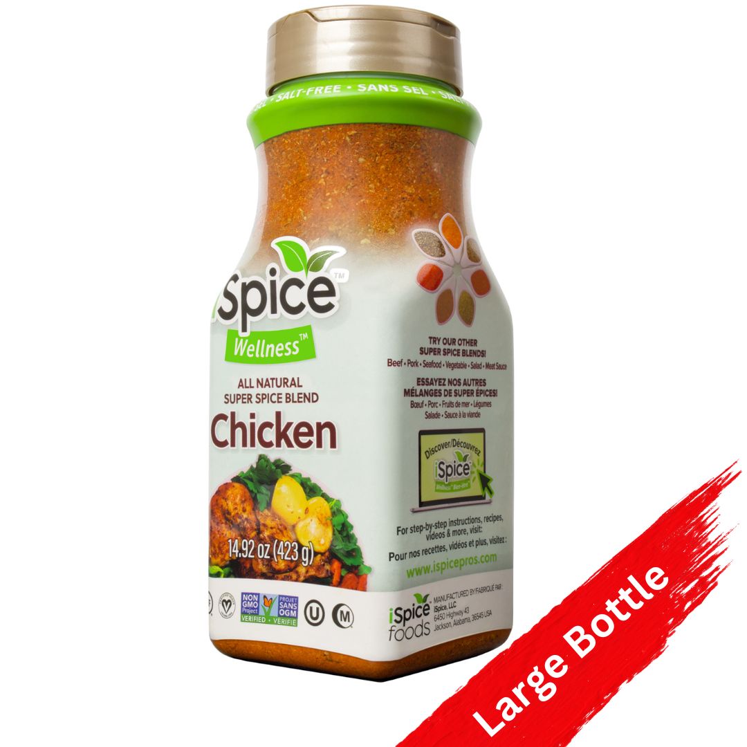 iSpice Blend Salt-Free Chicken Seasoning 14.92 oz - Halal Kosher Mixed Spice &amp; Seasoning for Food Service