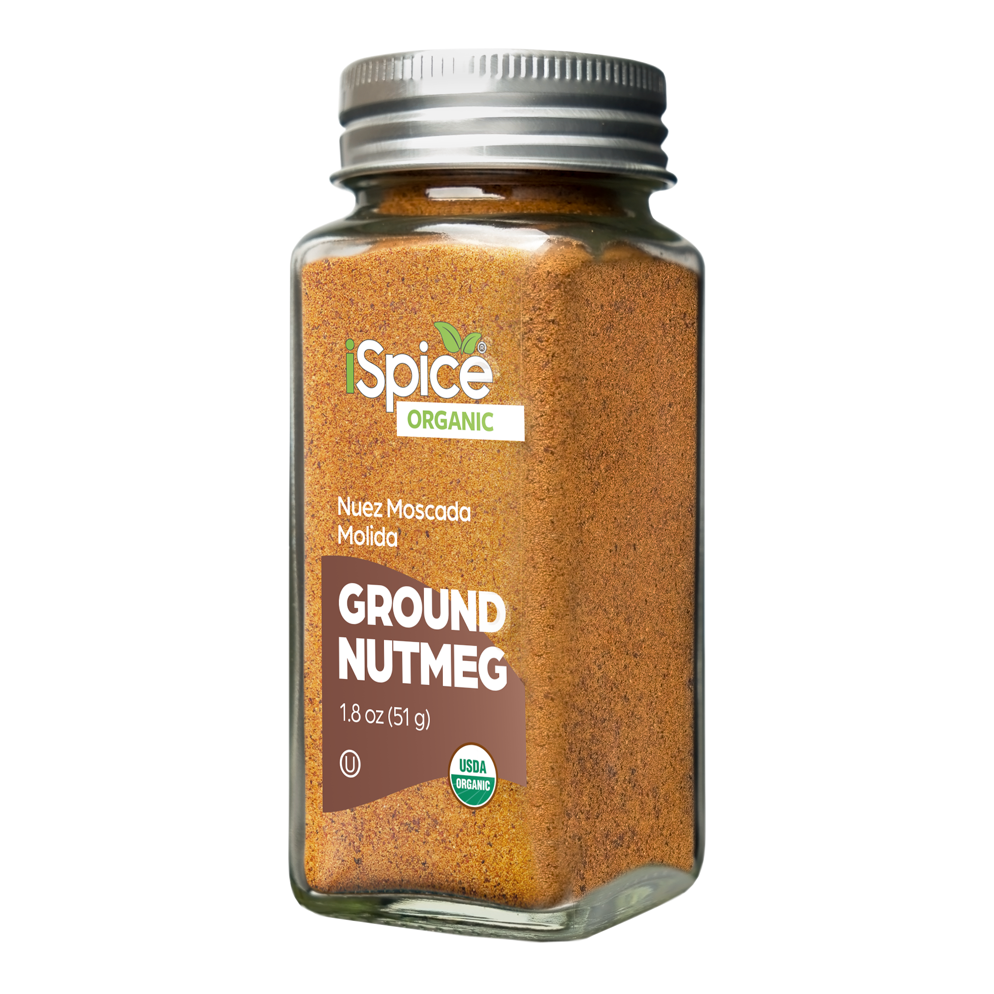 organic ground nutmeg in a glass jar perfect for baking and cooking