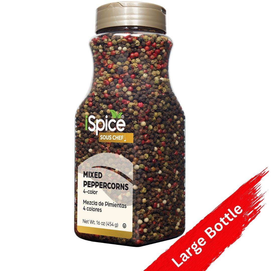 iSpice 4 Color Peppercorn Blend 16 oz - Kosher Food Service Size Gourmet Spice