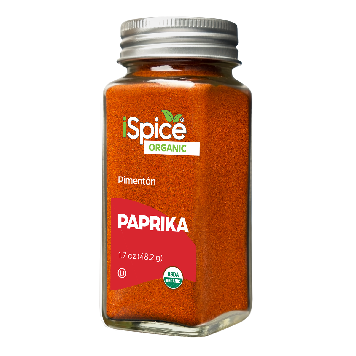 organic paprika in a clear jar perfect for seasoning and adding color to dishes