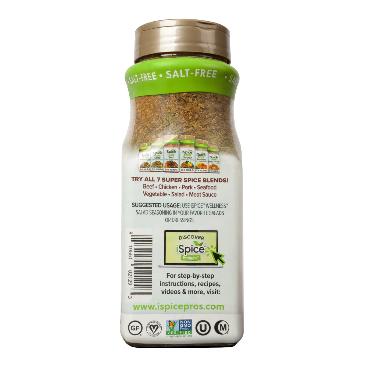 iSpice Blend Gourmet Salt-Free Salad Seasoning 7.48 oz - Halal Kosher Spice Blend for Restaurants &amp; Chefs