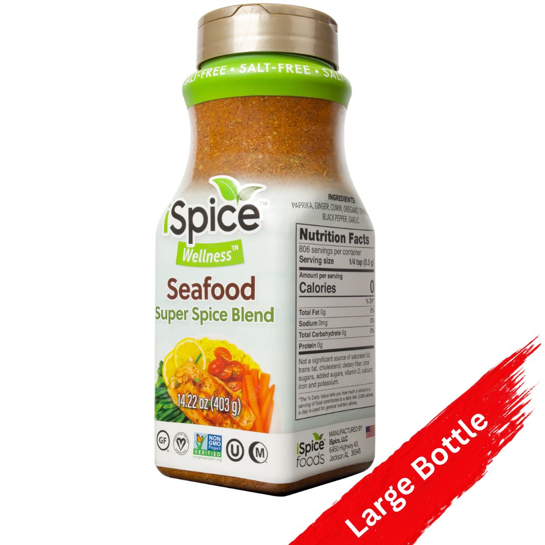 iSpice Blend Salt-Free Seafood Seasoning 14.22 oz - Halal Kosher Mixed Spice &amp; Seasoning for Food Service.