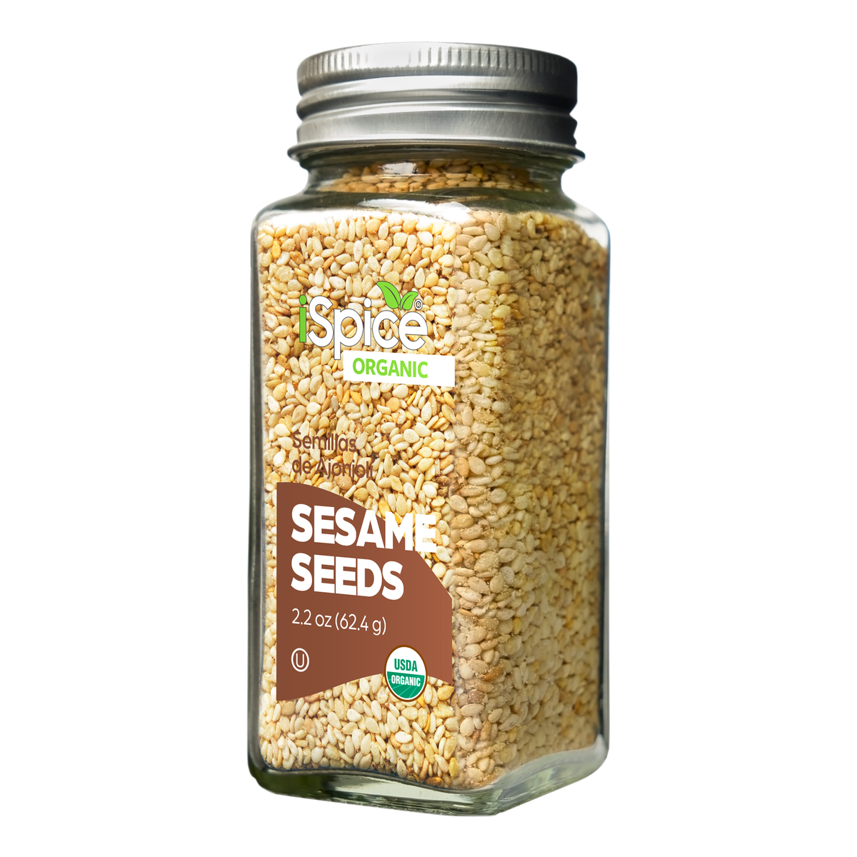 organic sesame seeds in a clear jar perfect for garnishing and adding texture to dishes