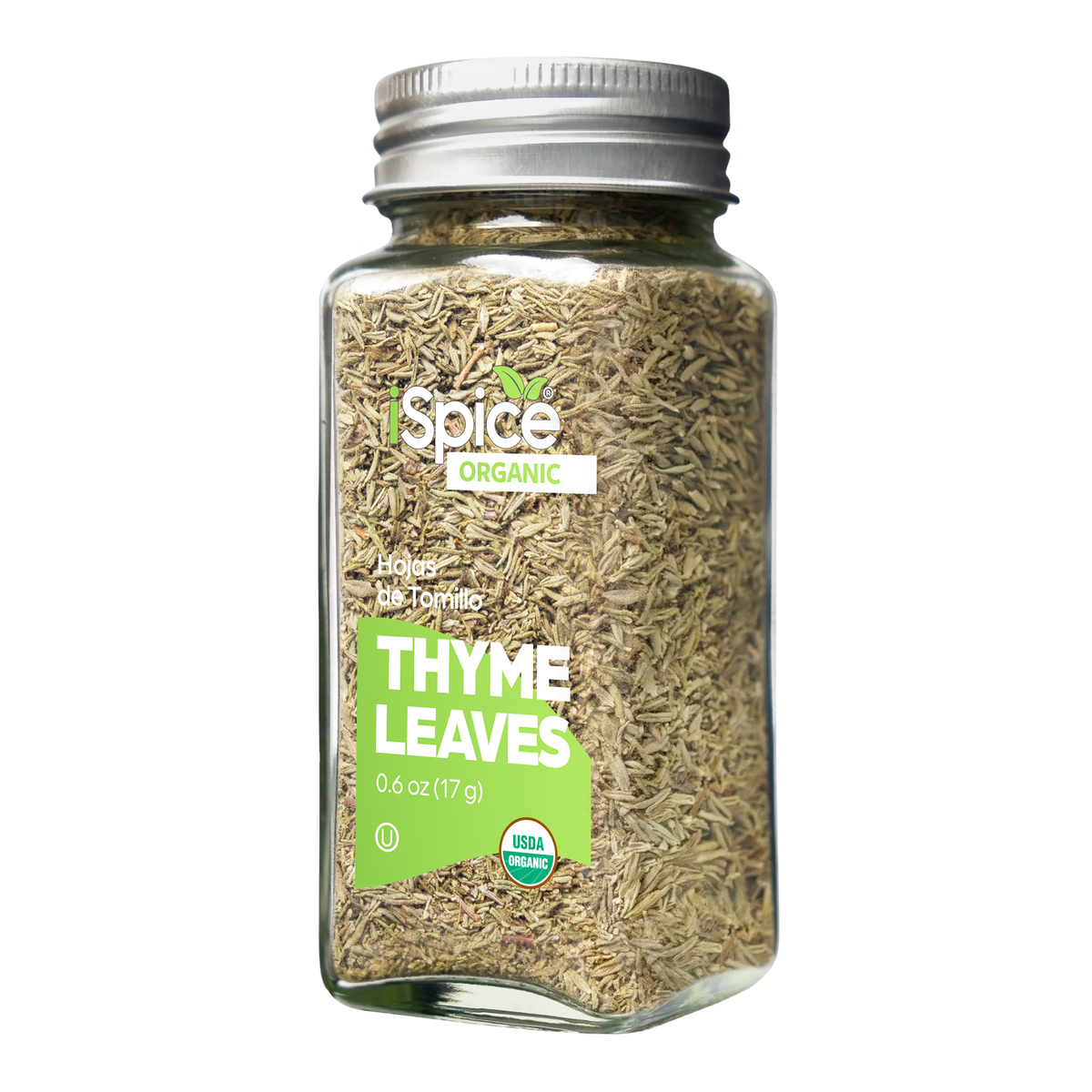 organic thyme leaves in a clear jar perfect for seasoning and enhancing recipes