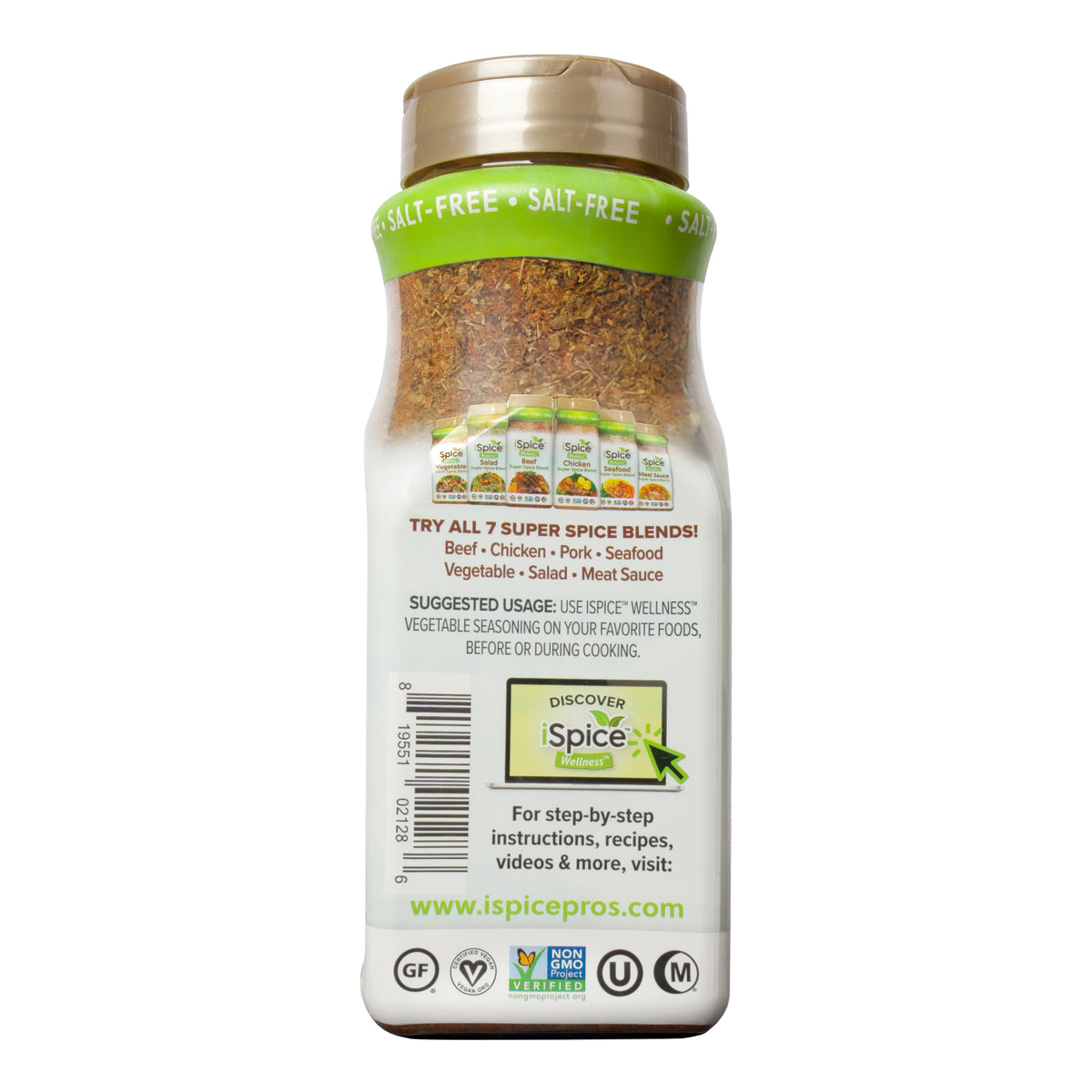 iSpice Blend Gourmet Salt-Free Vegetable Seasoning 13.3 oz - Halal Spice Blend for Restaurants &amp; Chefs