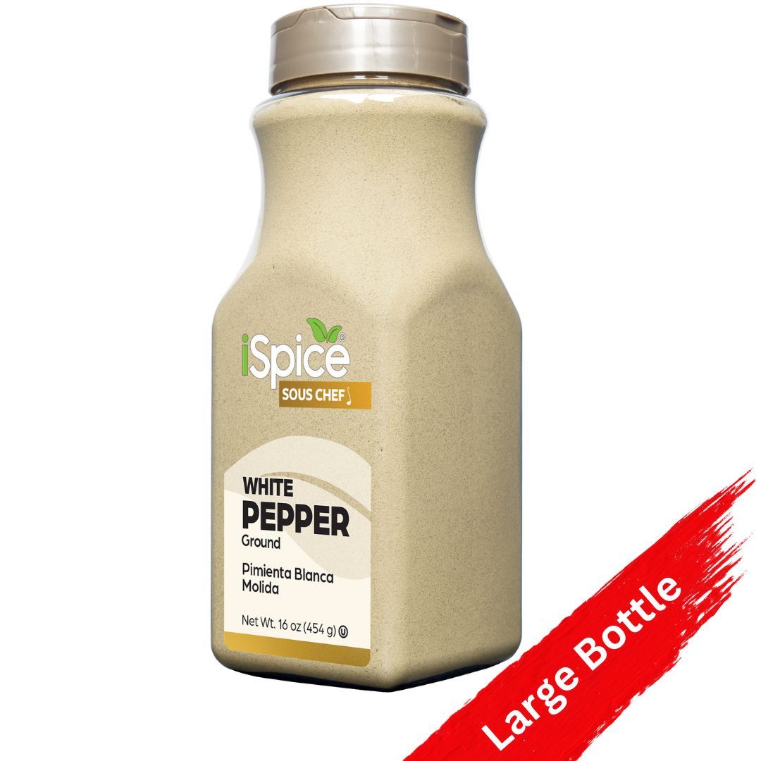 iSpice White Pepper Ground 16 oz - Kosher Food Service Size with Rich Aroma