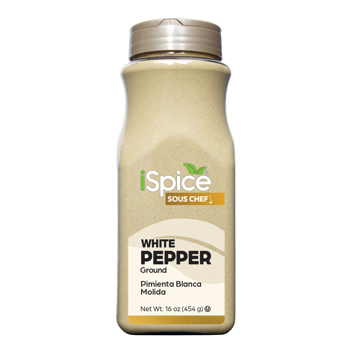 Bulk White Pepper Ground 16 oz by iSpice - Kosher Certified for Food Service