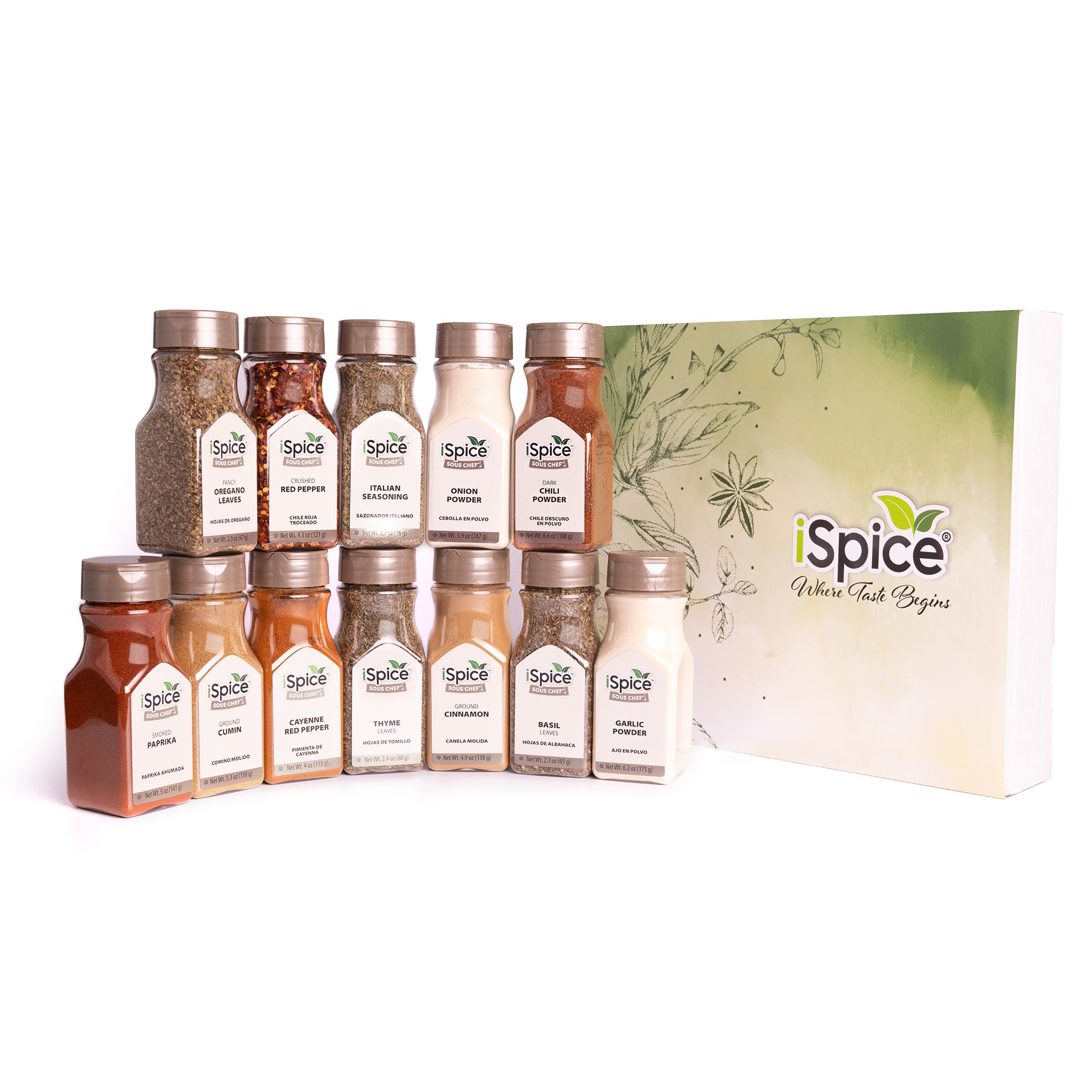 NS Supreme Spice Starter Set #1 with 6 Essential Spices for Cooking Basics ? 6 Piece Spice Gift Set Includes Chili Powder, Onion Powder, Garlic Powder